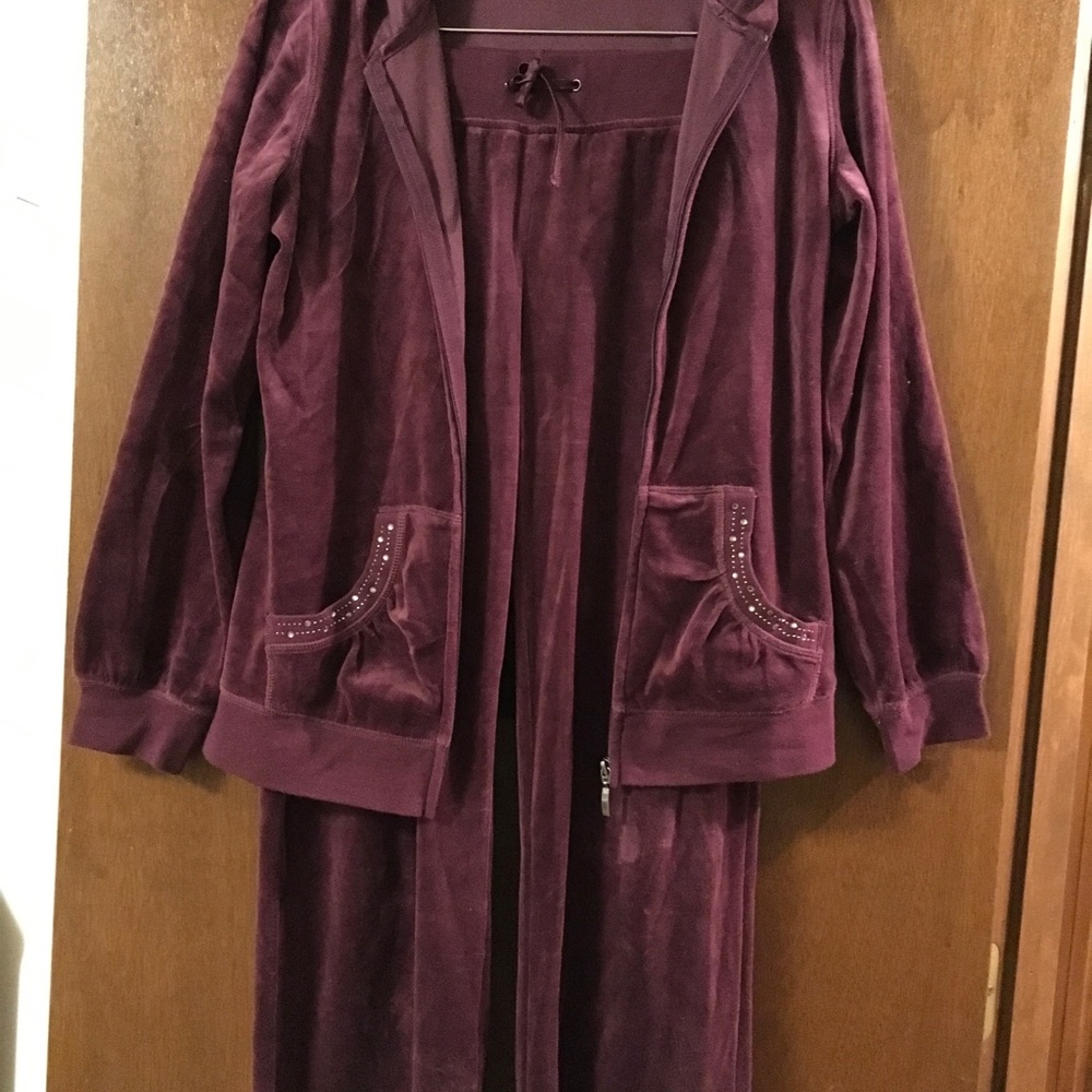 St. John's Bay purple Velour active wear suit S - Picture 4 of 5
